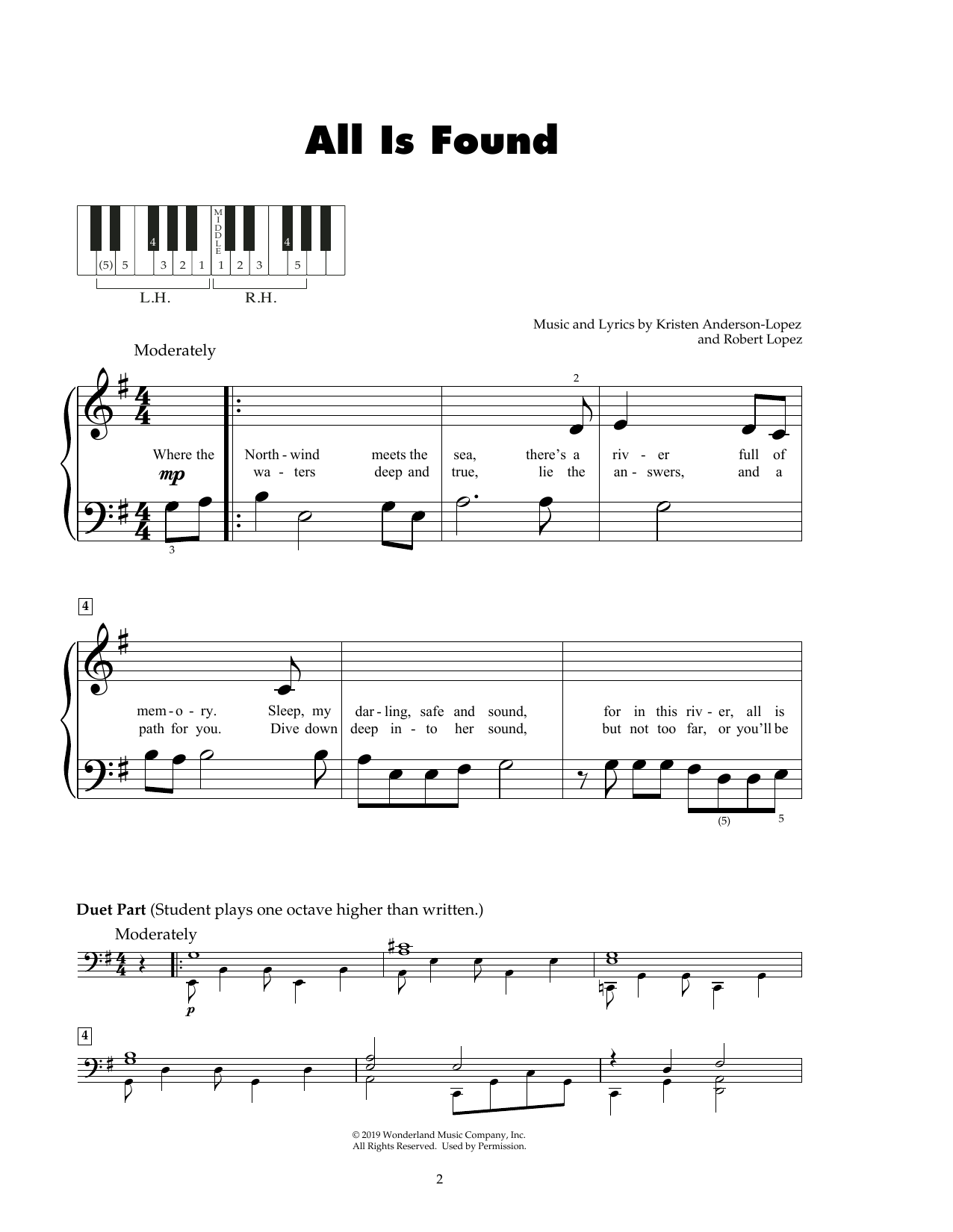 Kristen Anderson-Lopez & Robert Lopez All Is Found (from Frozen 2) sheet music notes and chords. Download Printable PDF.