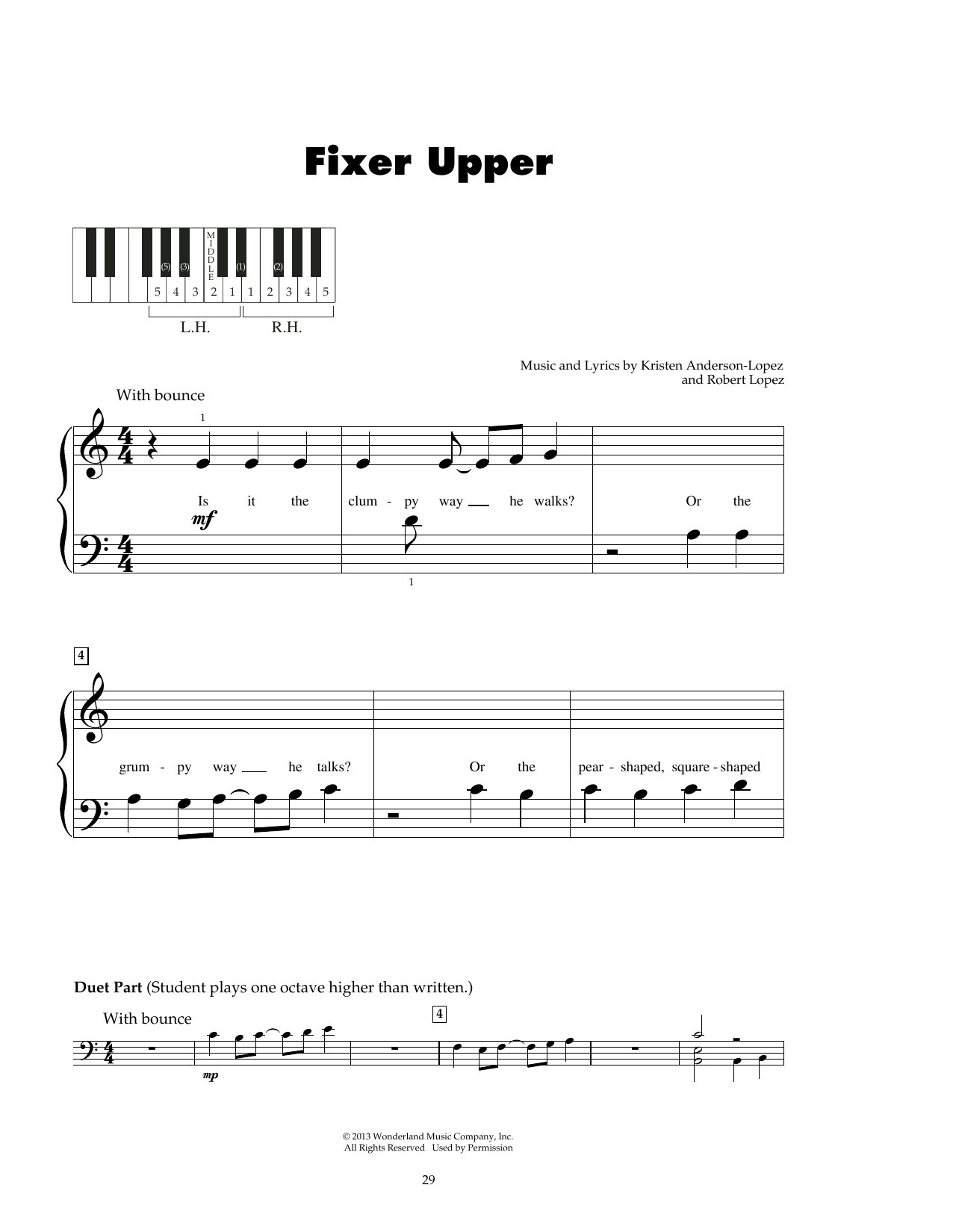 Kristen Anderson-Lopez & Robert Lopez Fixer Upper (from Frozen) sheet music notes and chords. Download Printable PDF.