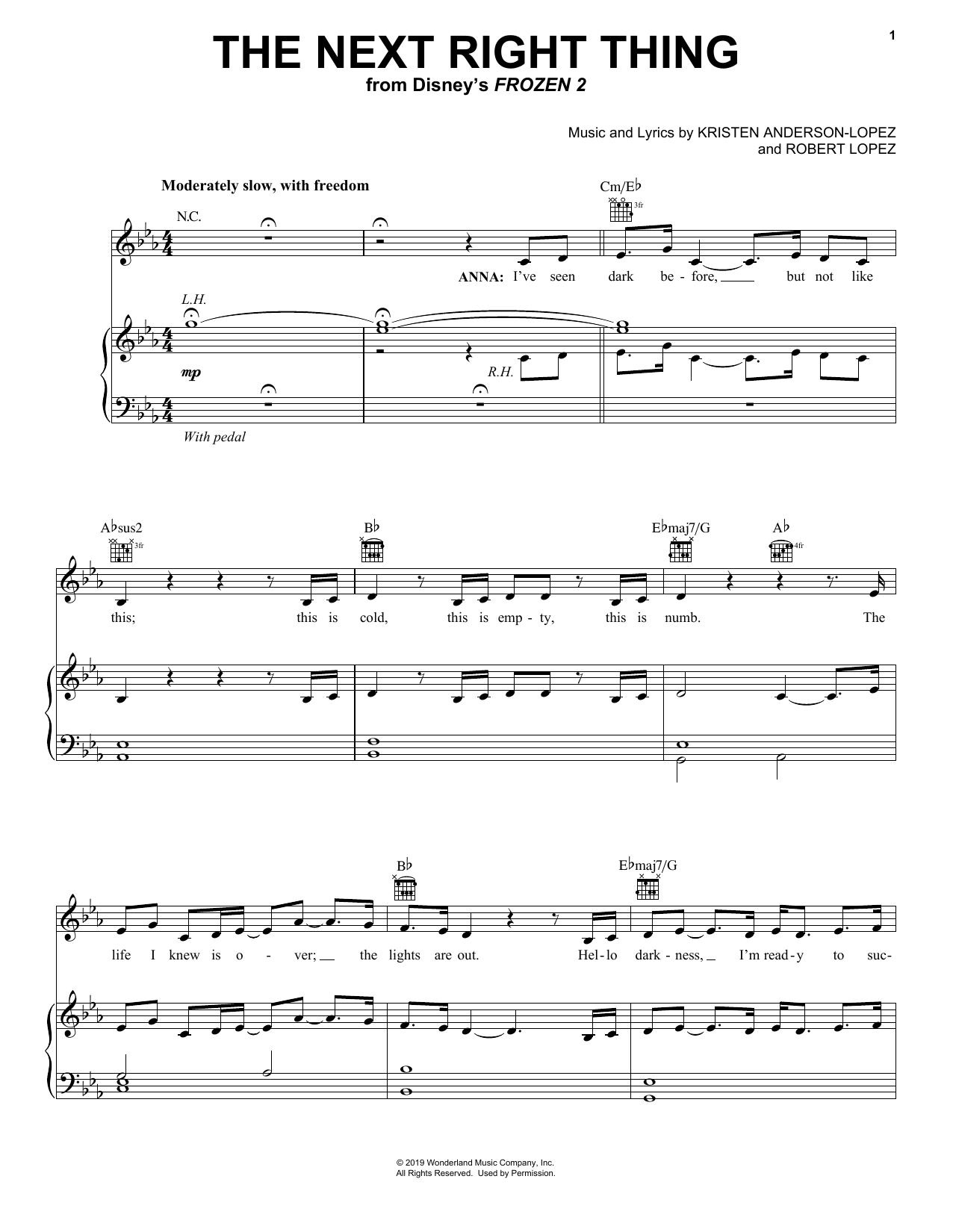 Kristen Bell The Next Right Thing (from Disney's Frozen 2) sheet music notes and chords. Download Printable PDF.