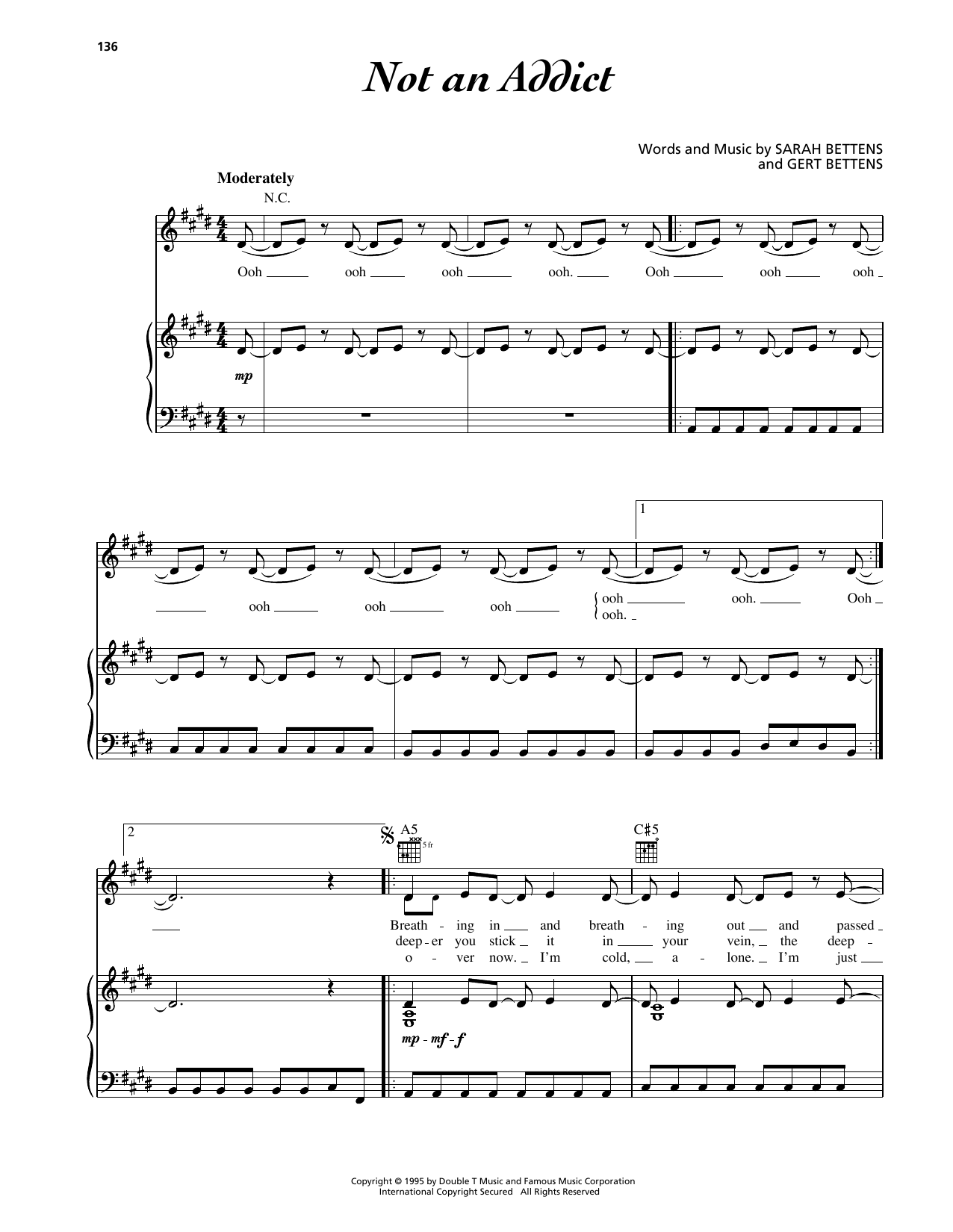 Learn to play K'S Choice Not An Addict sheet music for Piano, Vocal & Guitar Chords (Right-Hand Melody) in minutes. Price: 7.8900$ K'S Choice Not An Addict sheet music notes and chords arranged for Piano, Vocal & Guitar Chords (Right-Hand Melody)