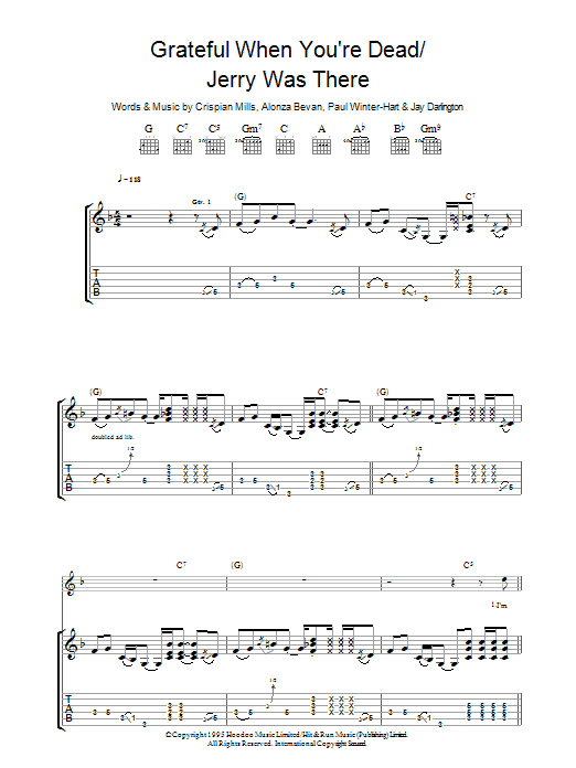 Learn to play Kula Shaker Grateful When You're Dead/Jerry Was There sheet music for Guitar Tab in minutes. Price: 7.8900$ Kula Shaker Grateful When You're Dead/Jerry Was There sheet music notes and chords arranged for Guitar Tab