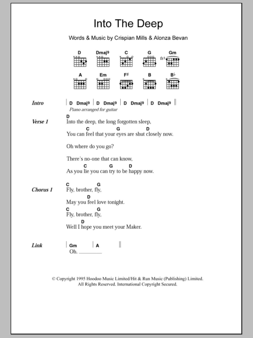 Kula Shaker Into The Deep sheet music notes and chords. Download Printable PDF.