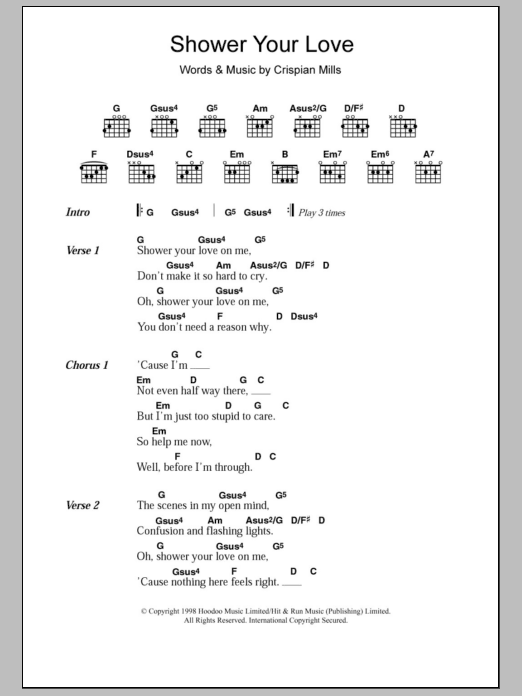 Kula Shaker Shower Your Love sheet music notes and chords. Download Printable PDF.