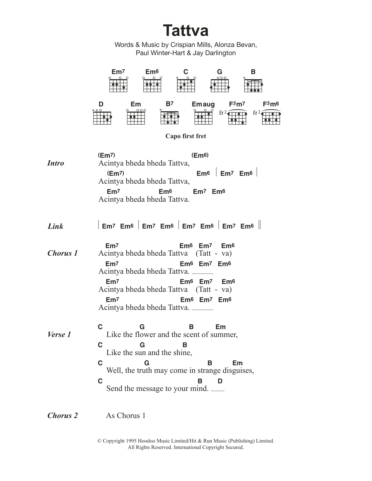 Kula Shaker Tattva sheet music notes and chords. Download Printable PDF.