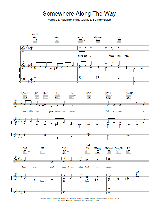 Learn to play Kurt Adams Somewhere Along The Way sheet music for Real Book – Melody & Chords in minutes. Price: 5.9900$ Kurt Adams Somewhere Along The Way sheet music notes and chords arranged for Real Book – Melody & Chords