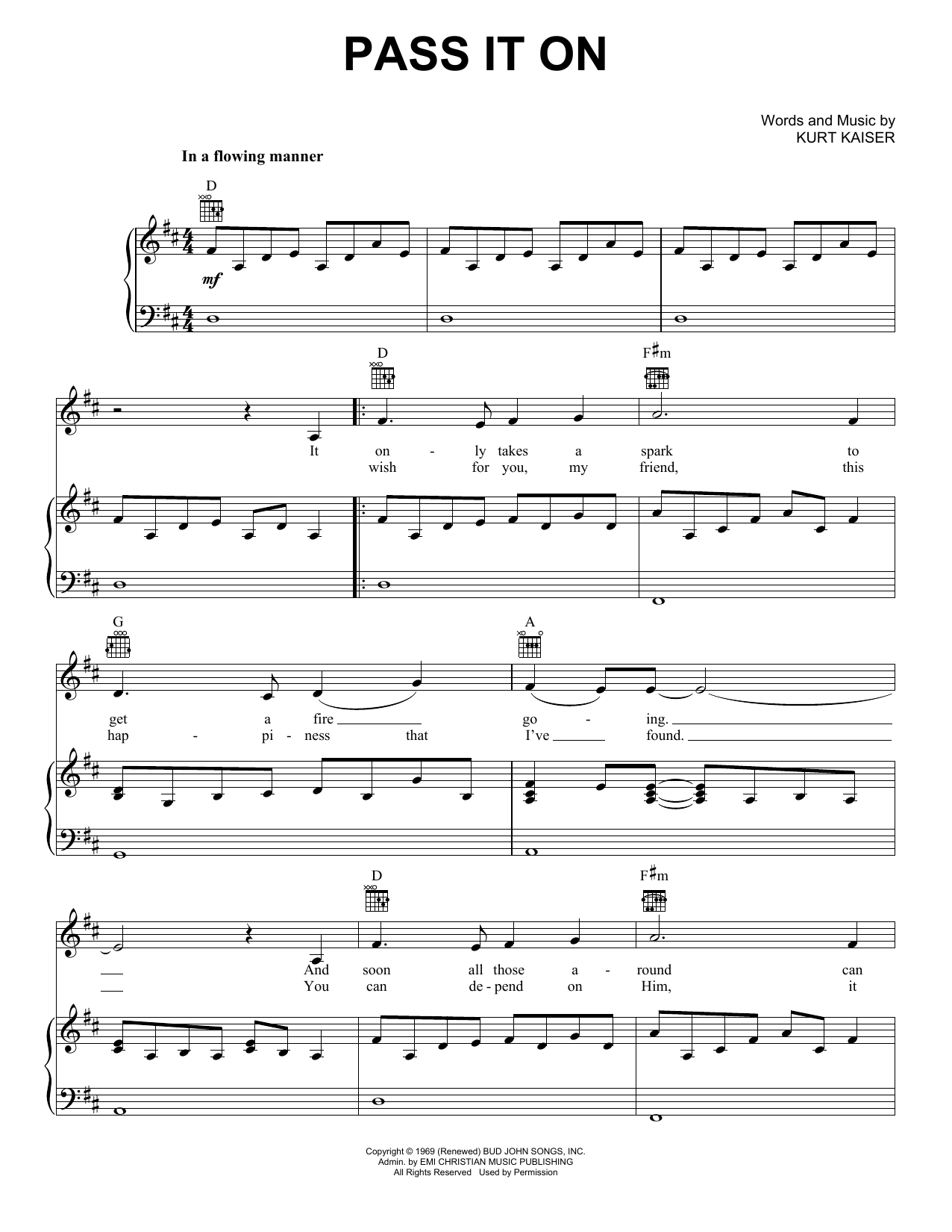 Kurt Kaiser Pass It On sheet music notes and chords. Download Printable PDF.