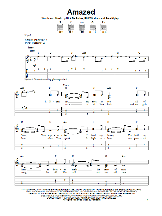 Kutless Amazed sheet music notes and chords. Download Printable PDF.