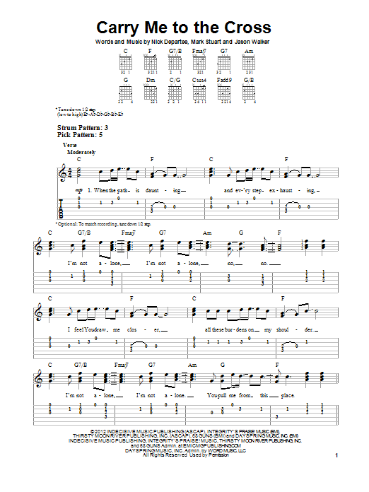 Kutless Carry Me To The Cross sheet music notes and chords arranged for Easy Guitar Tab