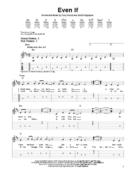 Kutless Even If sheet music notes and chords. Download Printable PDF.