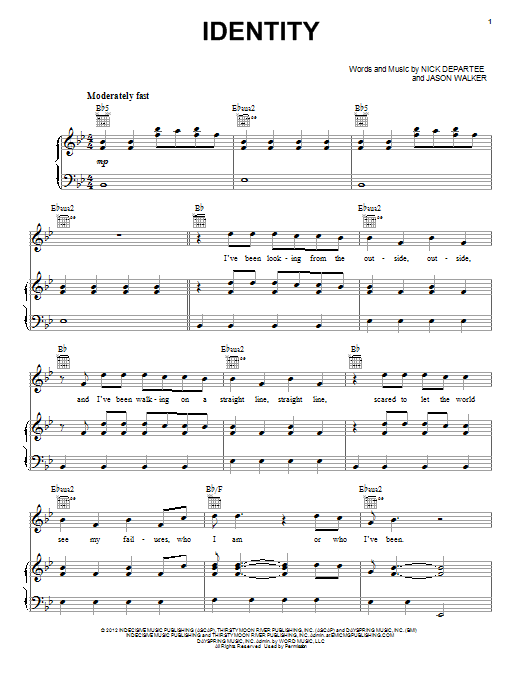 Learn to play Kutless Identity sheet music for Piano, Vocal & Guitar Chords (Right-Hand Melody) in minutes. Price: 7.8900$ Kutless Identity sheet music notes and chords arranged for Piano, Vocal & Guitar Chords (Right-Hand Melody)