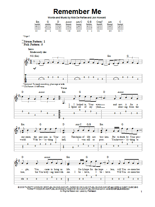 Kutless Remember Me sheet music notes and chords. Download Printable PDF.