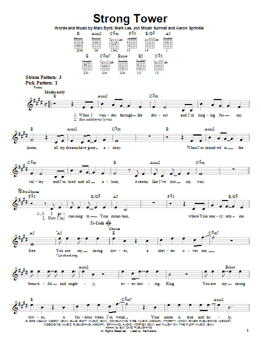 Kutless Strong Tower sheet music notes and chords. Download Printable PDF.