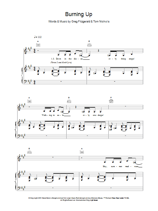 Learn to play Kylie Minogue Burning Up sheet music for Piano, Vocal & Guitar Chords in minutes. Price: 7.8900$ Kylie Minogue Burning Up sheet music notes and chords arranged for Piano, Vocal & Guitar Chords