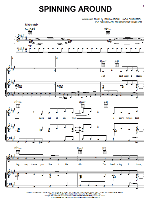 Kylie Minogue Spinning Around sheet music notes and chords. Download Printable PDF.