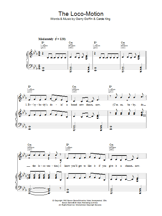 Kylie Minogue The Loco-Motion sheet music notes and chords. Download Printable PDF.