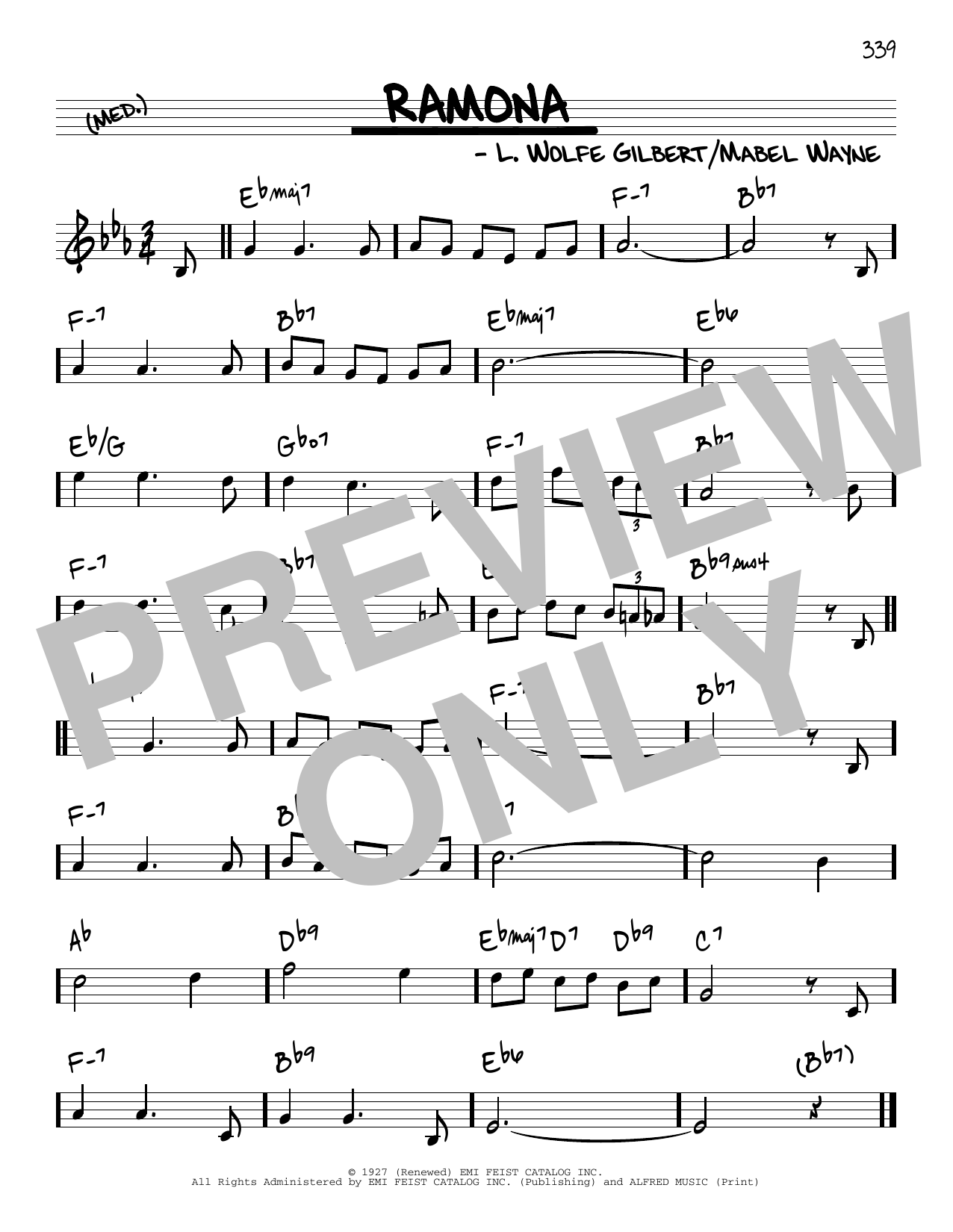 L. Wolfe Gilbert Ramona sheet music notes and chords arranged for Piano, Vocal & Guitar Chords (Right-Hand Melody)