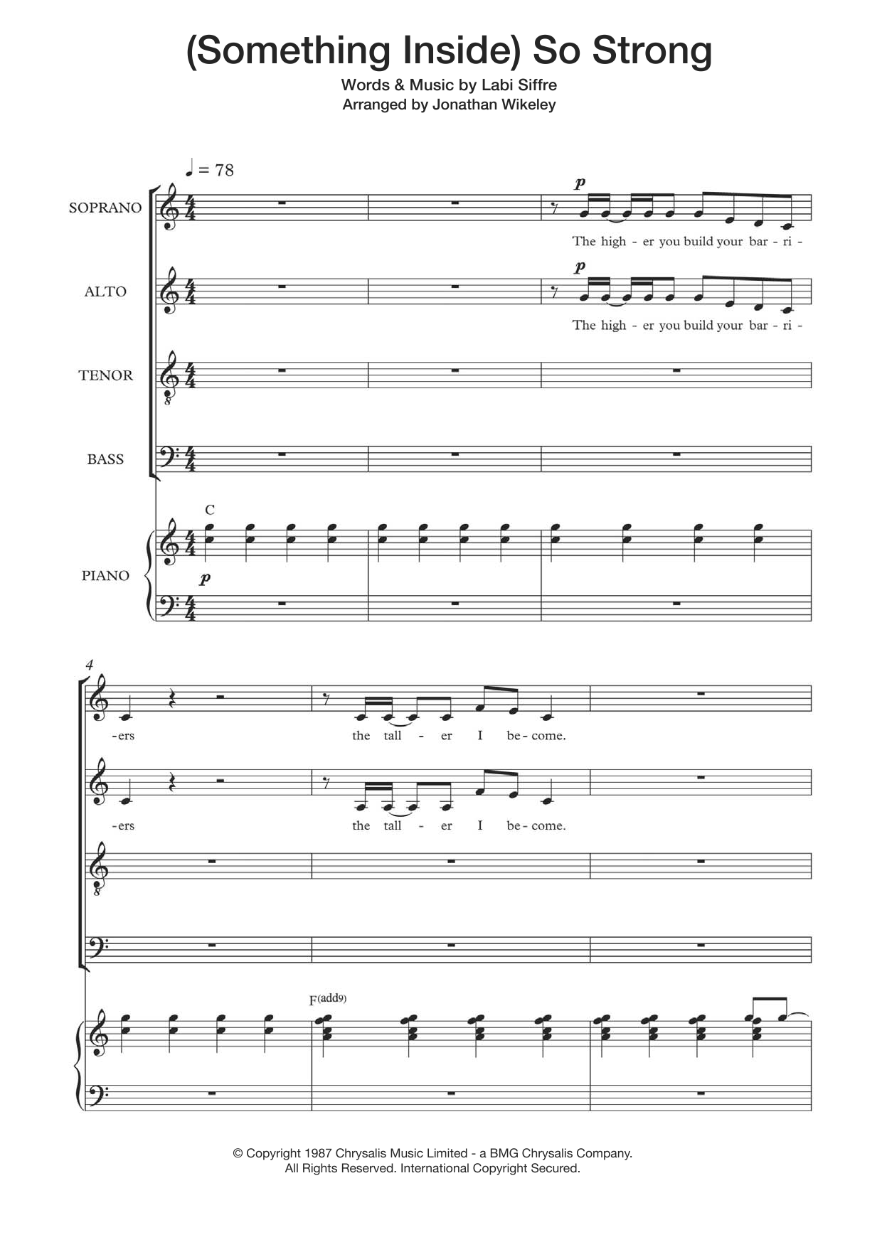 Labi Siffre (Something Inside) So Strong (arr. Jonathan Wikeley) sheet music notes and chords. Download Printable PDF.