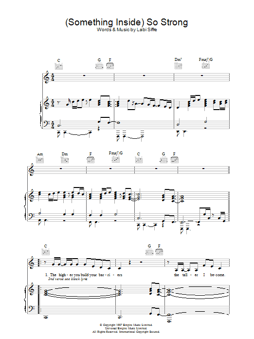 Labi Siffre (Something Inside) So Strong sheet music notes and chords. Download Printable PDF.