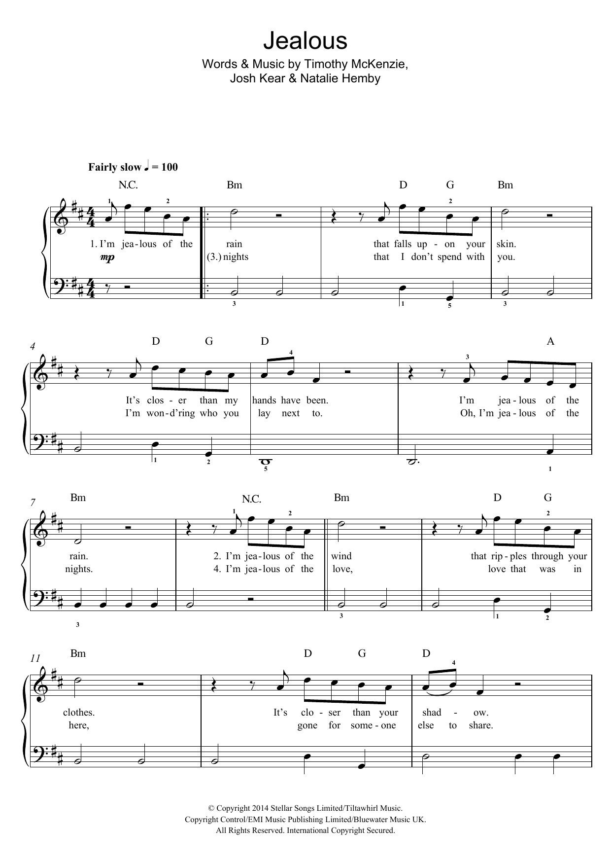 Labrinth Jealous sheet music notes and chords. Download Printable PDF.