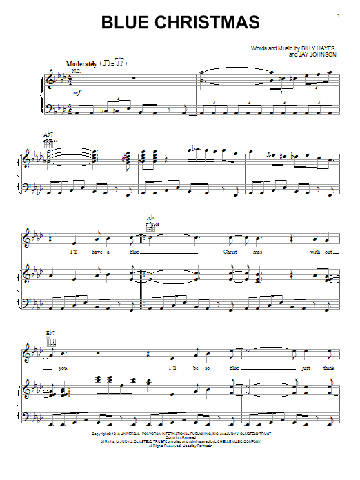 Lady Antebellum Blue Christmas sheet music notes and chords arranged for Piano, Vocal & Guitar Chords (Right-Hand Melody)