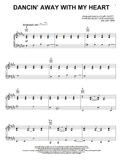 Lady Antebellum Dancin' Away With My Heart sheet music notes and chords arranged for Piano, Vocal & Guitar Chords (Right-Hand Melody)