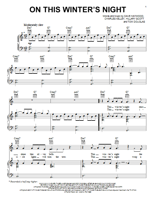 Lady Antebellum On This Winter's Night sheet music notes and chords. Download Printable PDF.