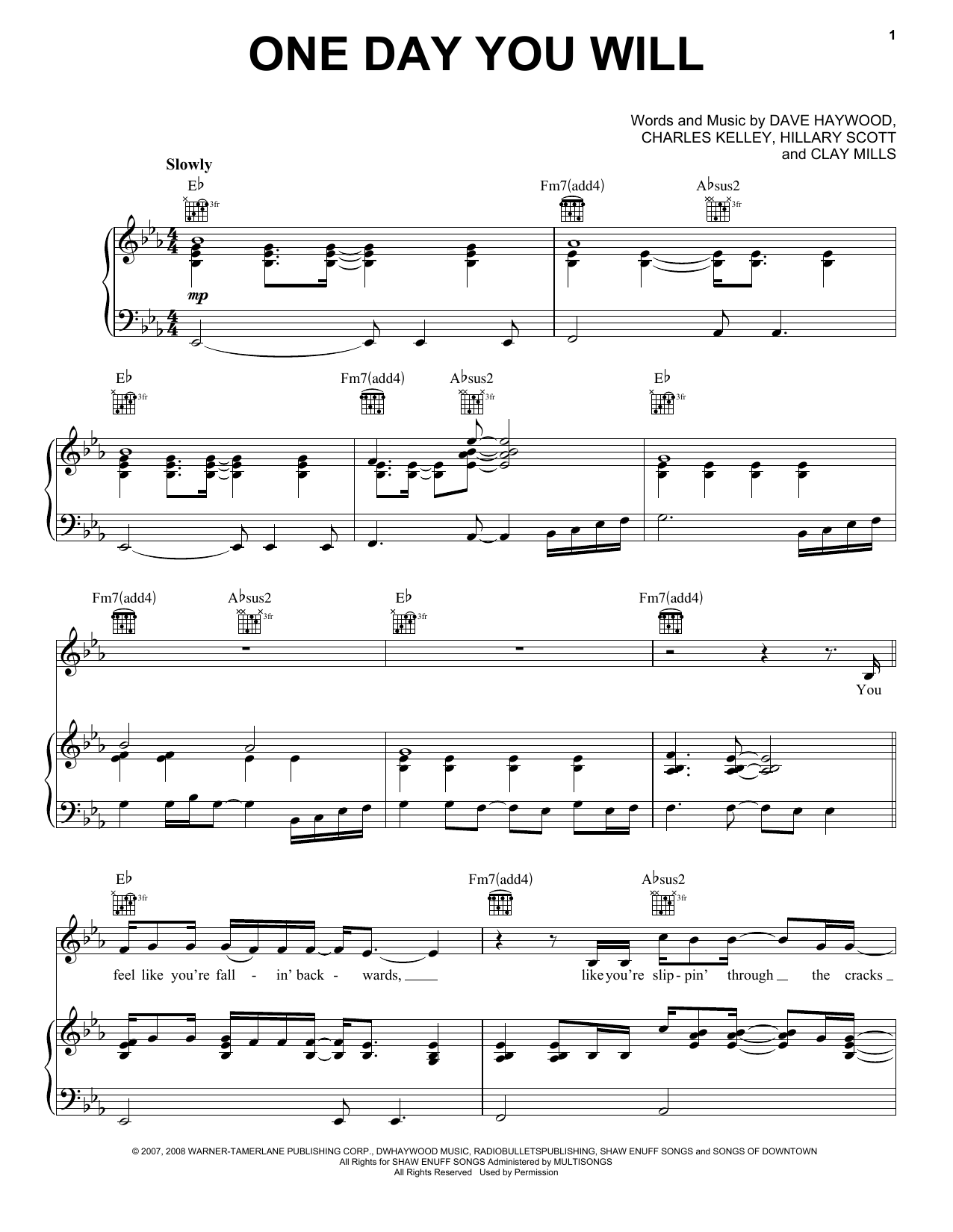 Learn to play Lady Antebellum One Day You Will sheet music for Piano, Vocal & Guitar Chords (Right-Hand Melody) in minutes. Price: 7.8900$ Lady Antebellum One Day You Will sheet music notes and chords arranged for Piano, Vocal & Guitar Chords (Right-Hand Melody)