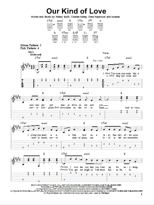 Lady Antebellum Our Kind Of Love sheet music notes and chords. Download Printable PDF.