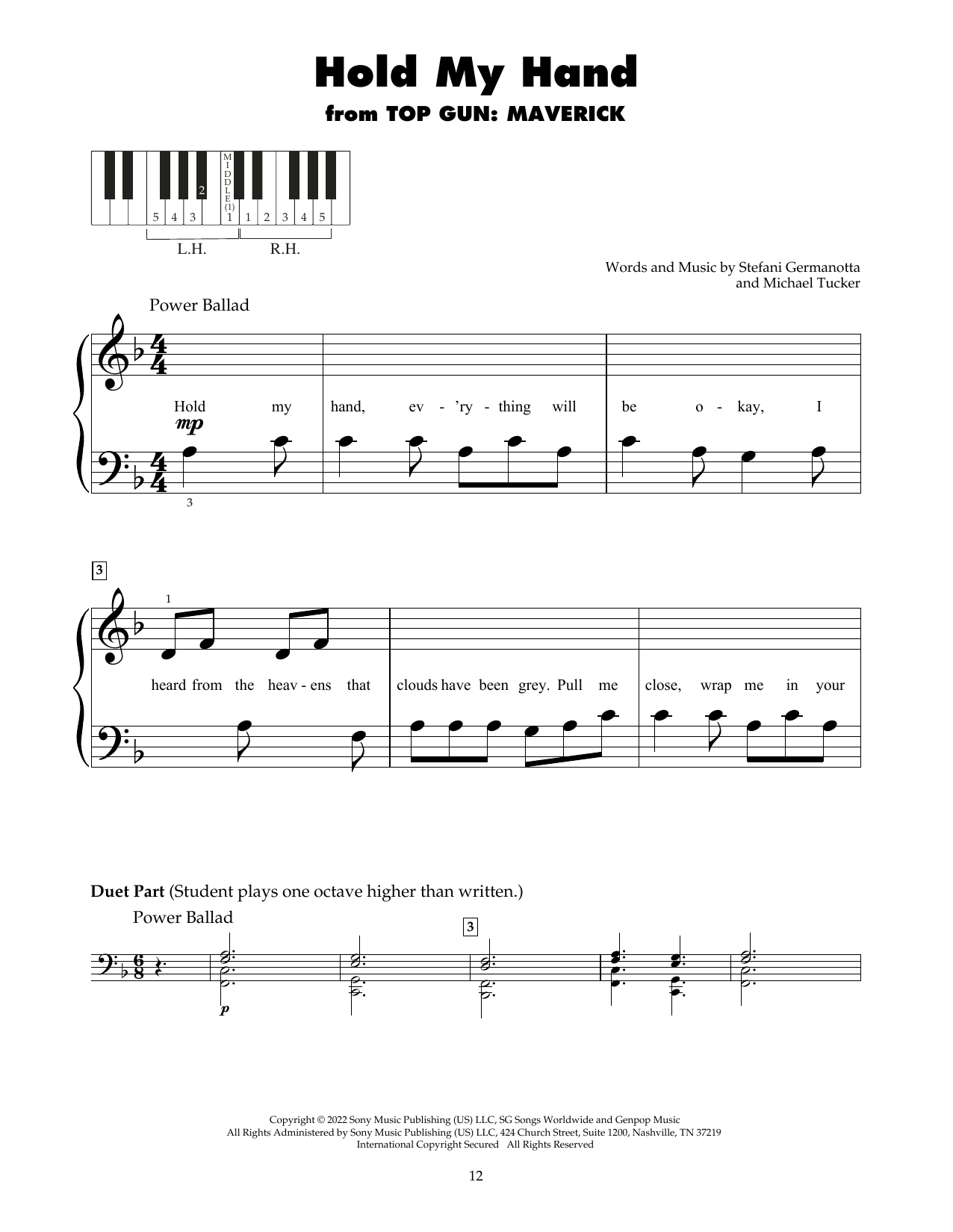 Lady Gaga Hold My Hand sheet music notes and chords. Download Printable PDF.