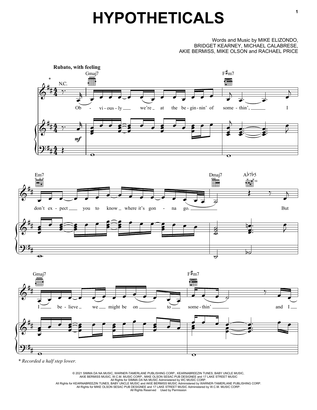 Lake Street Dive Hypotheticals sheet music notes and chords. Download Printable PDF.