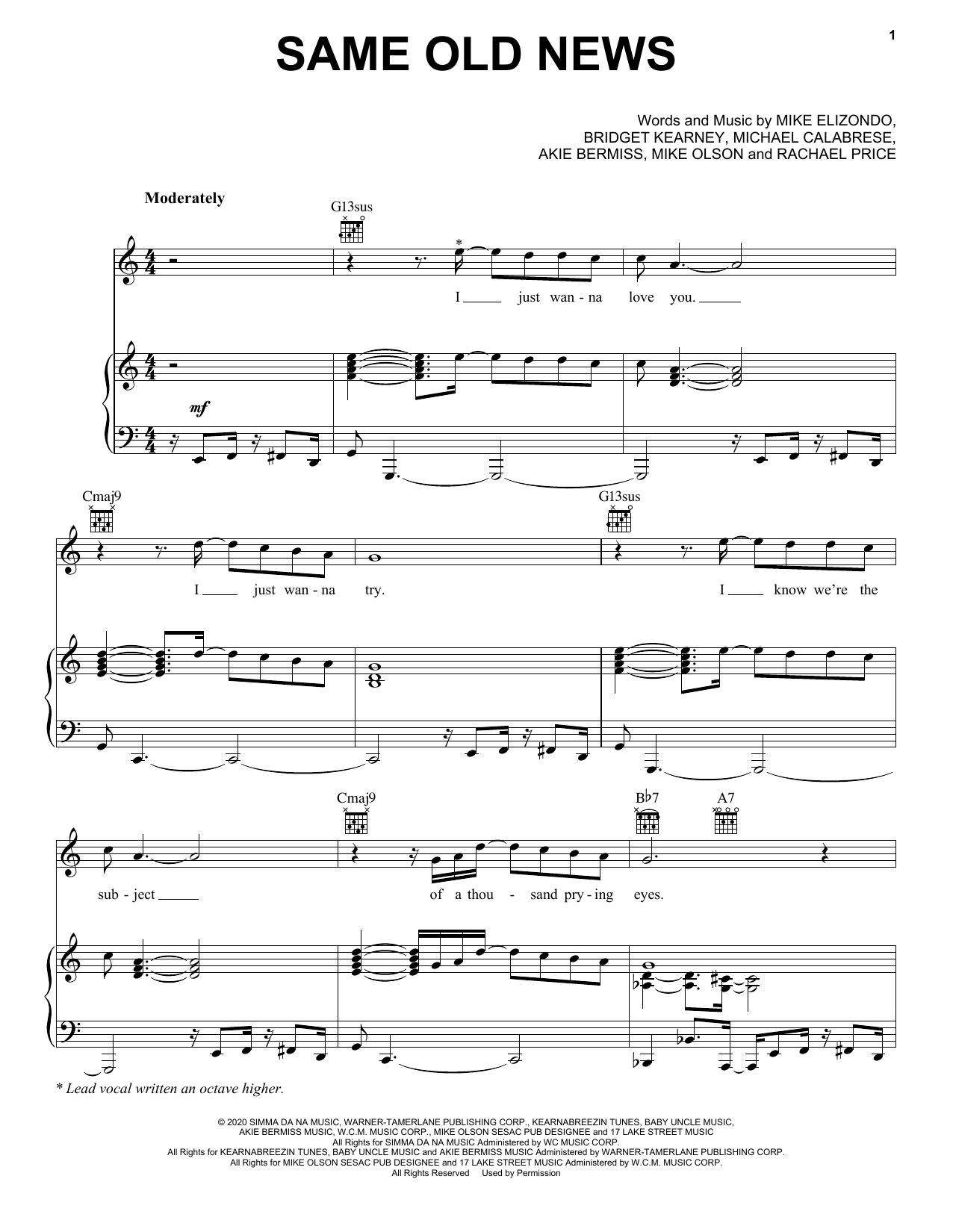 Learn to play Lake Street Dive Same Old News sheet music for Piano, Vocal & Guitar Chords (Right-Hand Melody) in minutes. Price: 7.8900$ Lake Street Dive Same Old News sheet music notes and chords arranged for Piano, Vocal & Guitar Chords (Right-Hand Melody)