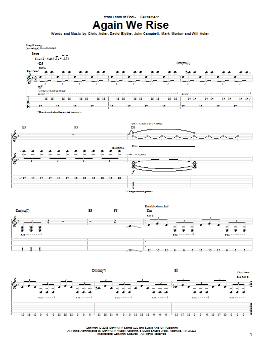 Learn to play Lamb of God Again We Rise sheet music for Guitar Tab in minutes. Price: 7.8900$ Lamb of God Again We Rise sheet music notes and chords arranged for Guitar Tab