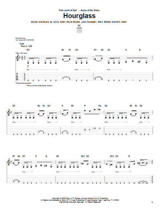 Learn to play Lamb of God Hourglass sheet music for Guitar Tab in minutes. Price: 7.8900$ Lamb of God Hourglass sheet music notes and chords arranged for Guitar Tab