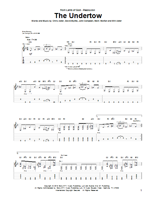 Learn to play Lamb of God The Undertow sheet music for Guitar Tab in minutes. Price: 7.8900$ Lamb of God The Undertow sheet music notes and chords arranged for Guitar Tab