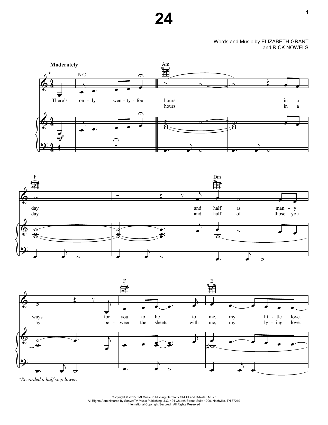 Lana Del Rey 24 sheet music notes and chords. Download Printable PDF.