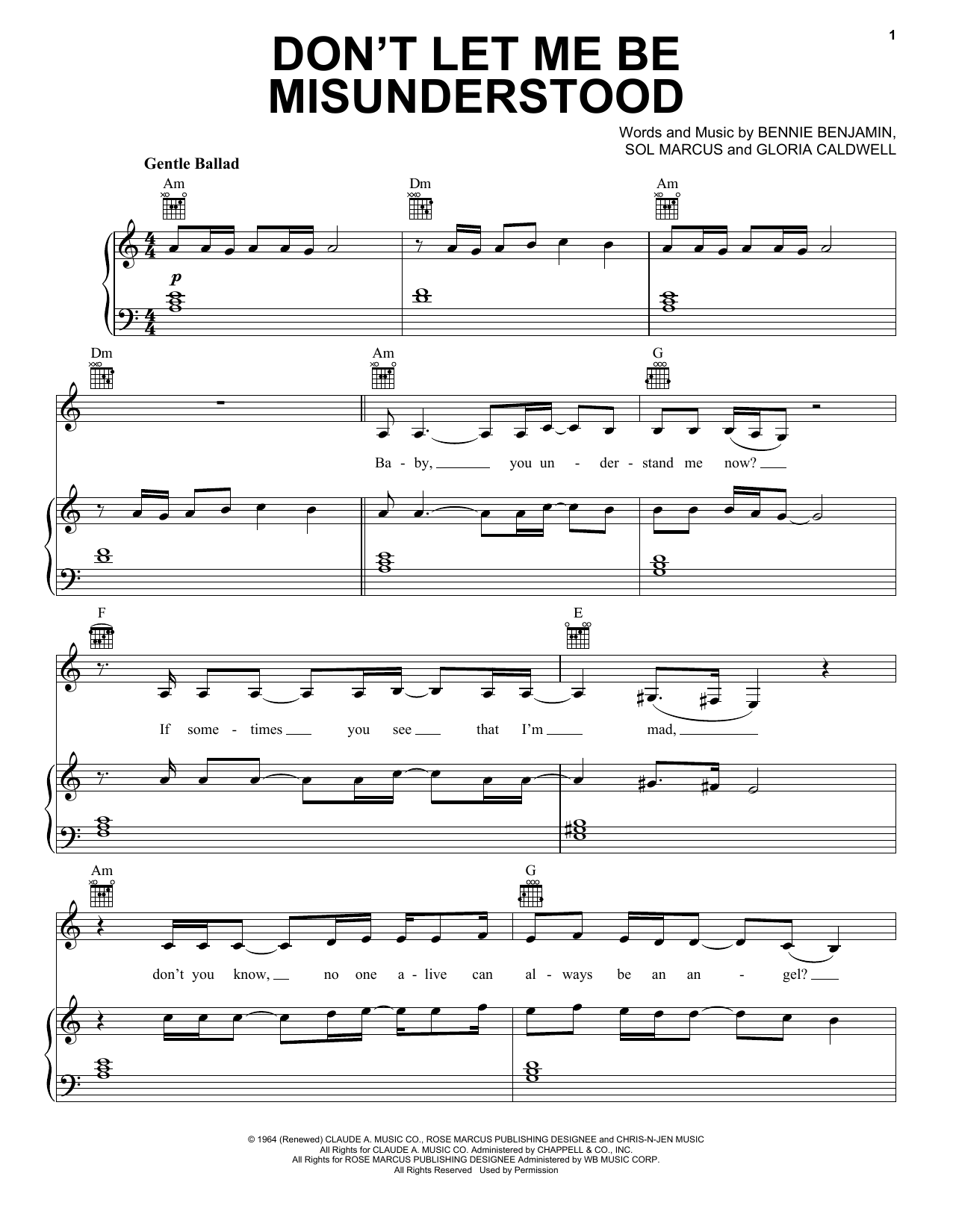 Lana Del Rey Don't Let Me Be Misunderstood sheet music notes and chords. Download Printable PDF.