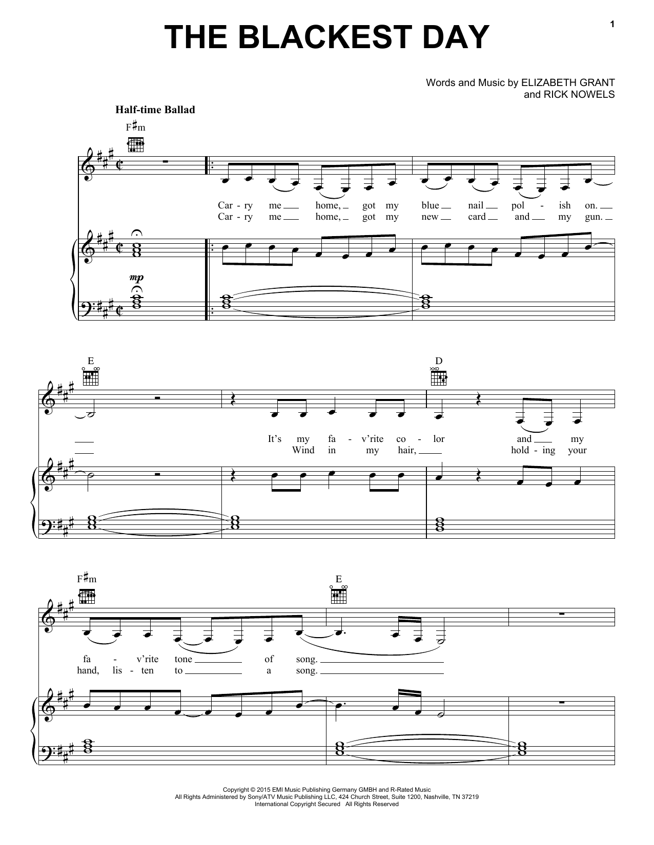 Learn to play Lana Del Rey The Blackest Day sheet music for Piano, Vocal & Guitar Chords (Right-Hand Melody) in minutes. Price: 7.8900$ Lana Del Rey The Blackest Day sheet music notes and chords arranged for Piano, Vocal & Guitar Chords (Right-Hand Melody)
