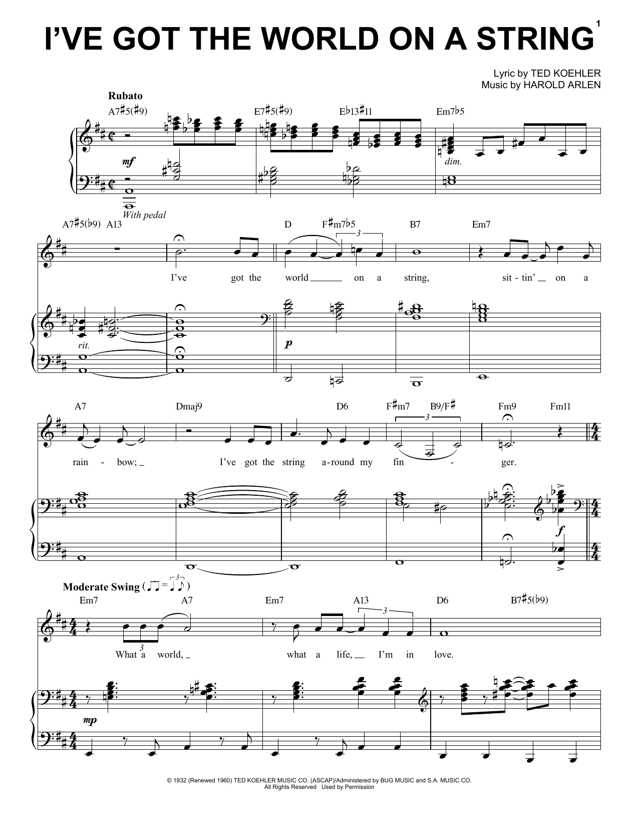 Learn to play Landau Eugene Murphy, Jr. I've Got The World On A String sheet music for Piano, Vocal & Guitar Chords (Right-Hand Melody) in minutes. Price: 7.8900$ Landau Eugene Murphy, Jr. I've Got The World On A String sheet music notes and chords arranged for Piano, Vocal & Guitar Chords (Right-Hand Melody)