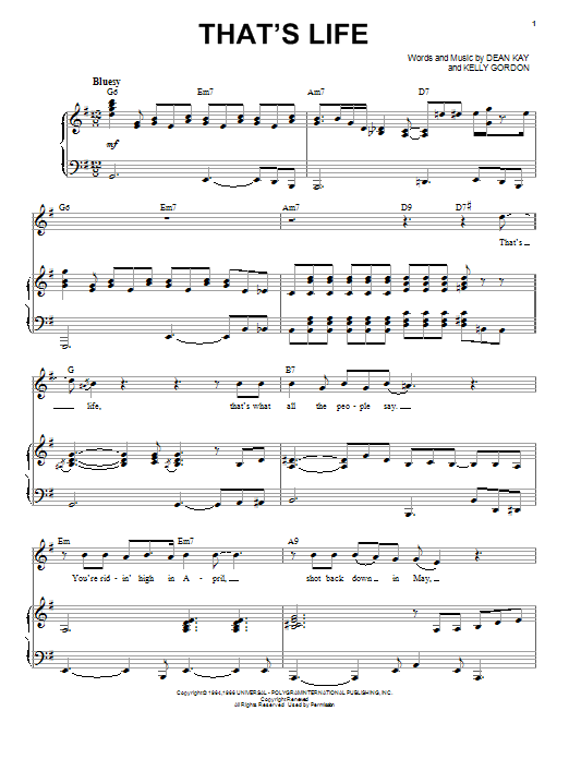 Landau Eugene Murphy, Jr. That's Life sheet music notes and chords. Download Printable PDF.