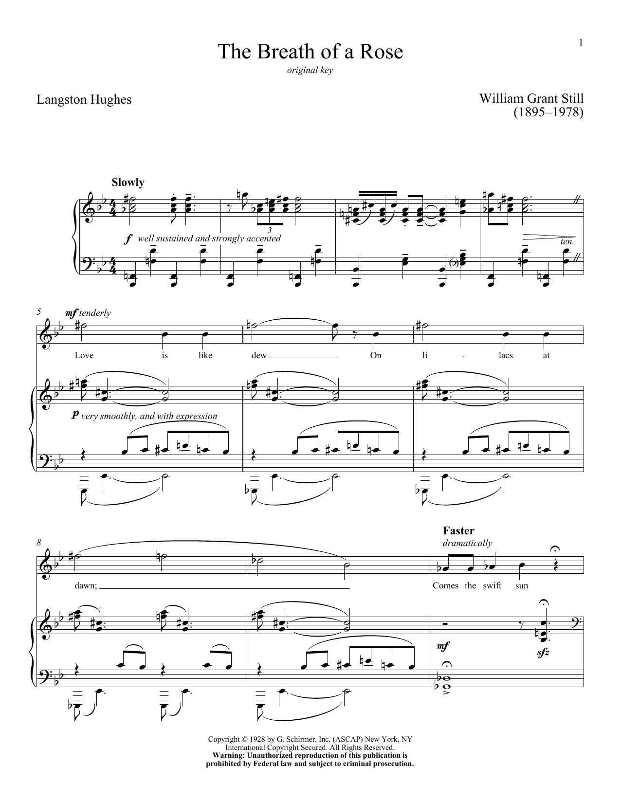 Langston Hughes The Breath Of A Rose sheet music notes and chords. Download Printable PDF.