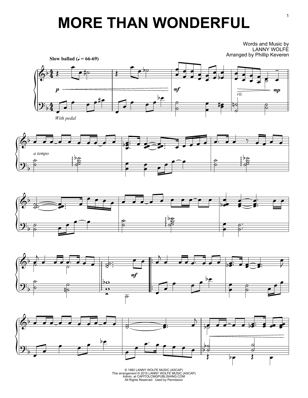 Lanny Wolfe More Than Wonderful sheet music notes and chords. Download Printable PDF.