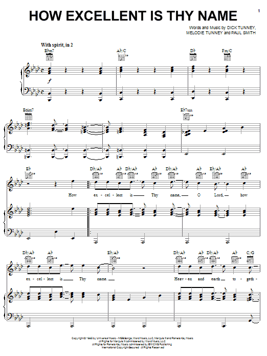 Larnelle Harris How Excellent Is Thy Name sheet music notes and chords arranged for Piano, Vocal & Guitar Chords (Right-Hand Melody)