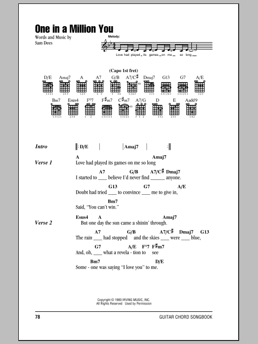 Larry Graham One In A Million You sheet music notes and chords. Download Printable PDF.