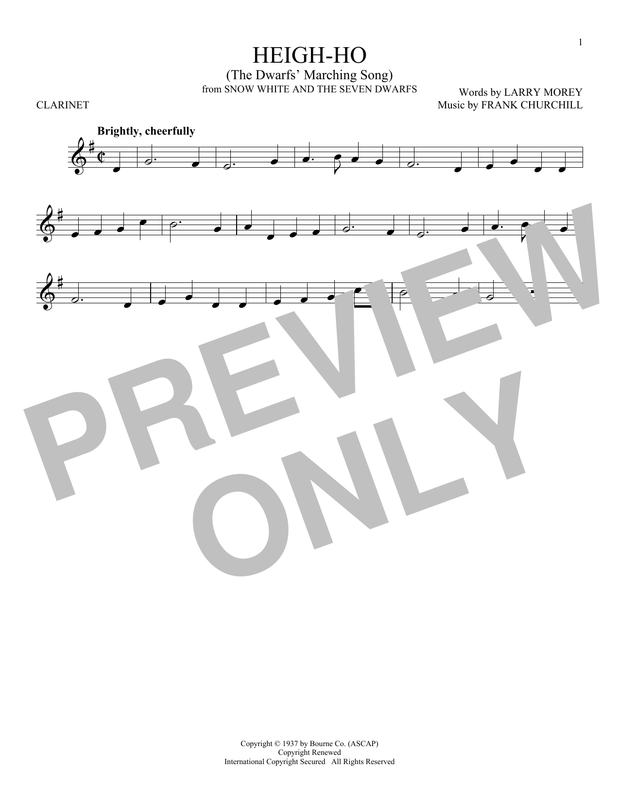 Larry Morey Heigh-Ho sheet music notes and chords. Download Printable PDF.