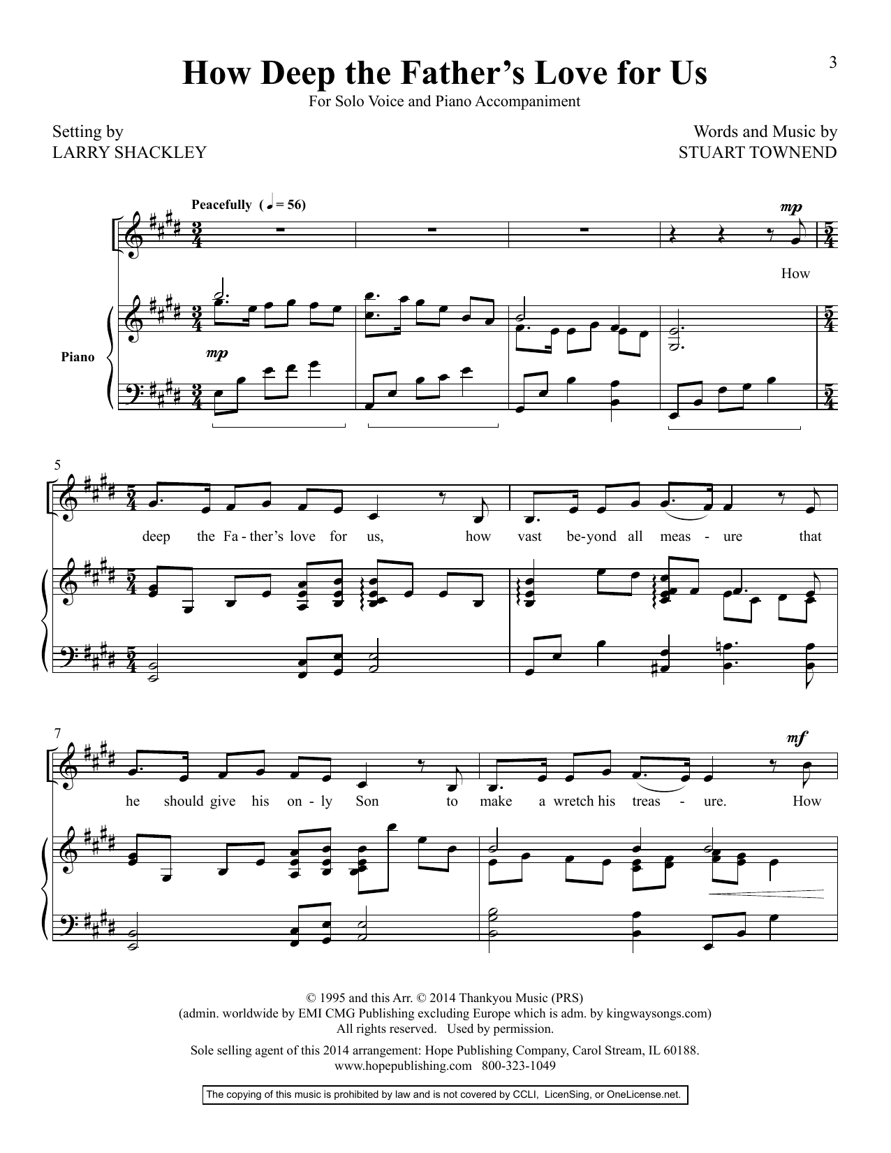 Larry Shackley How Deep the Father's Love for Us sheet music notes and chords. Download Printable PDF.