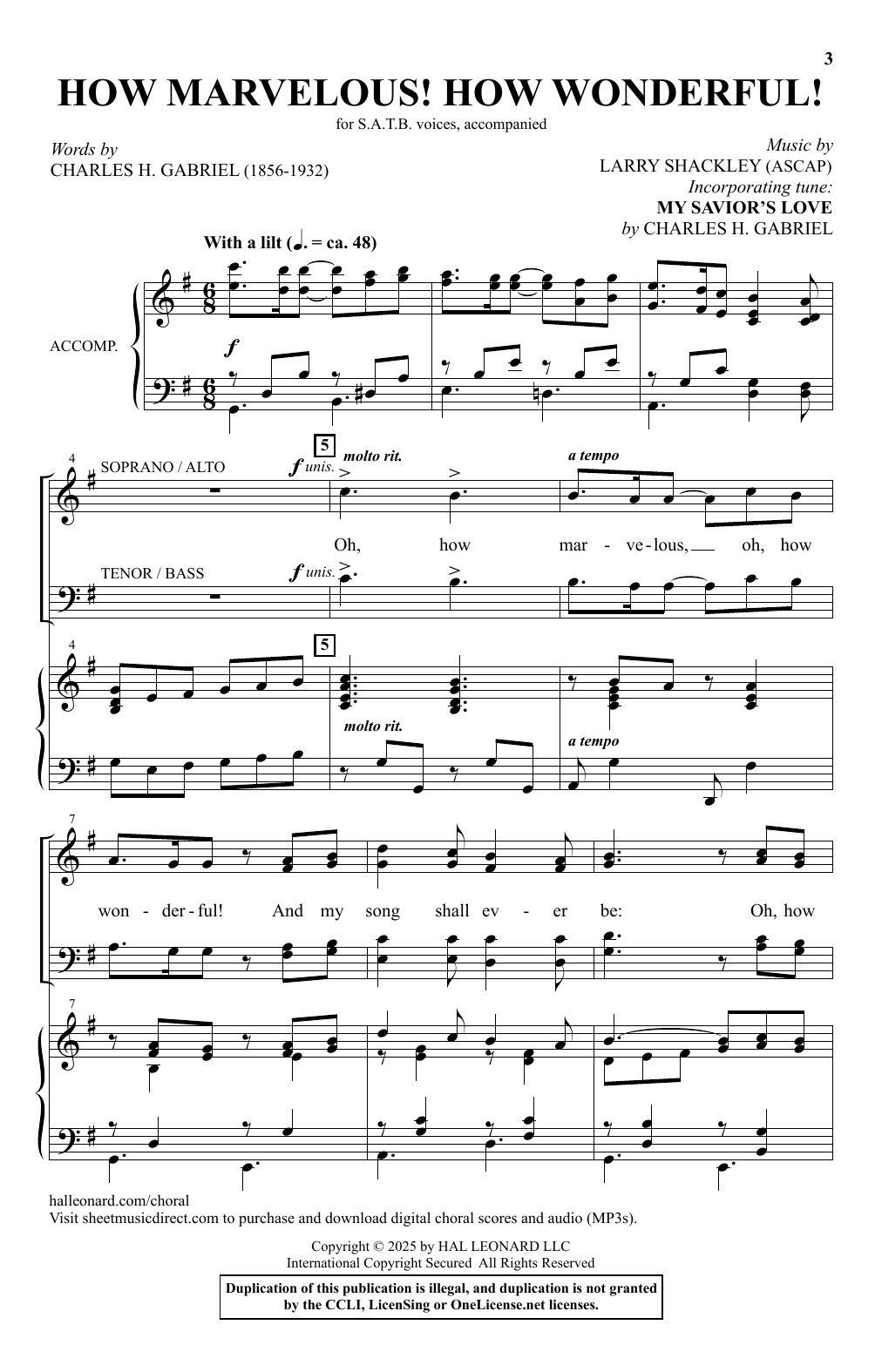 Learn to play Larry Shackley How Marvelous! How Wonderful! sheet music for SATB Choir in minutes. Price: 3.9900$ Larry Shackley How Marvelous! How Wonderful! sheet music notes and chords arranged for SATB Choir