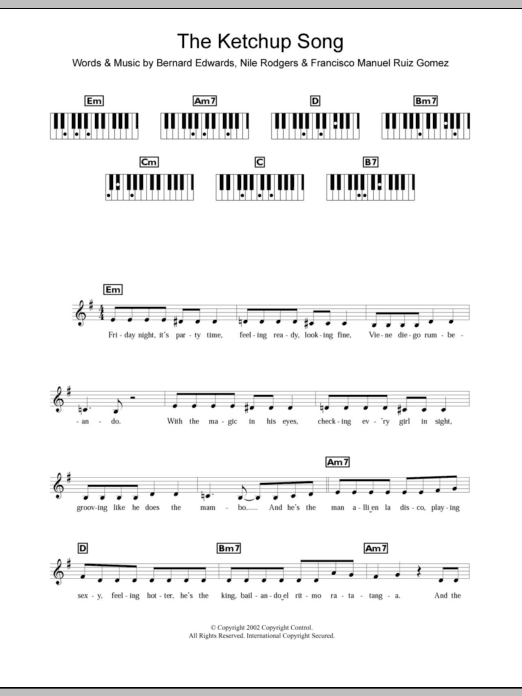 Las Ketchup The Ketchup Song (Asereje) sheet music notes and chords. Download Printable PDF.