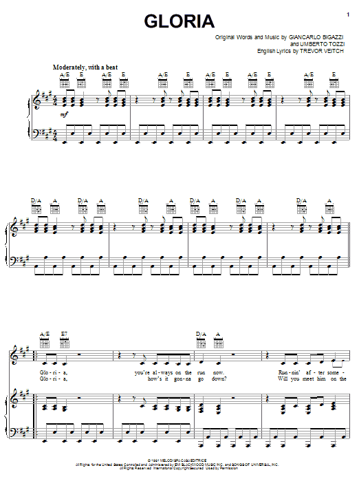 Laura Brannigan Gloria (from Flashdance) sheet music notes and chords. Download Printable PDF.