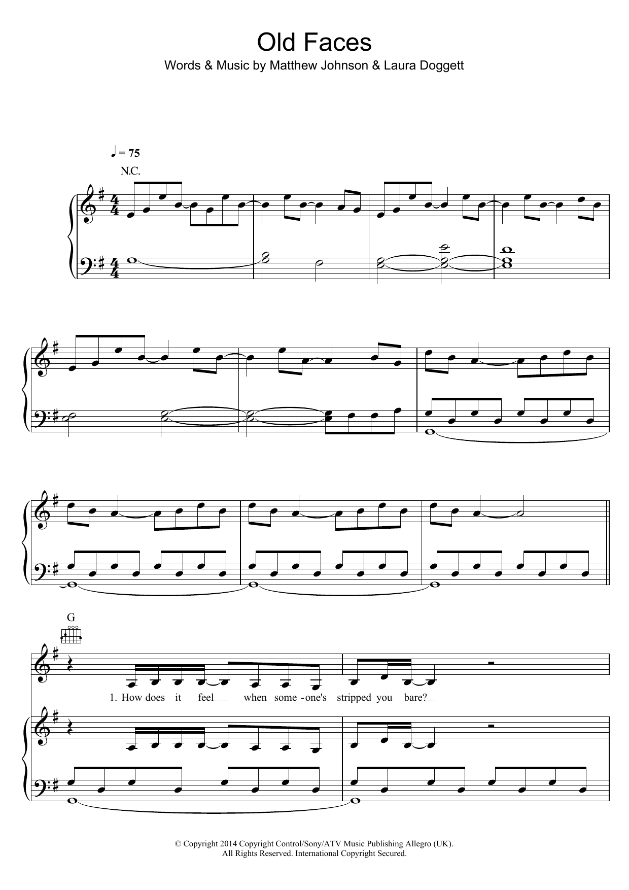 Learn to play Laura Doggett Old Faces sheet music for Piano, Vocal & Guitar Chords in minutes. Price: 7.8900$ Laura Doggett Old Faces sheet music notes and chords arranged for Piano, Vocal & Guitar Chords