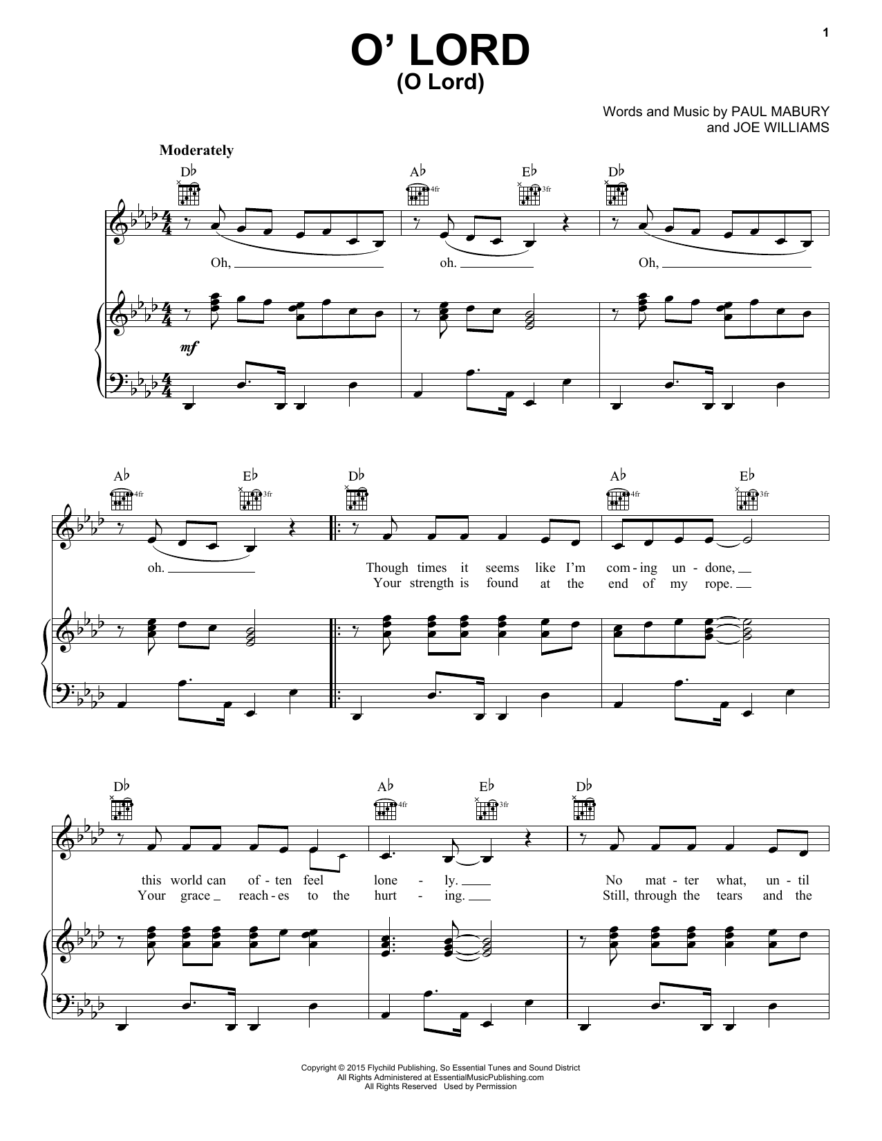 Lauren Daigle O' Lord sheet music notes and chords. Download Printable PDF.